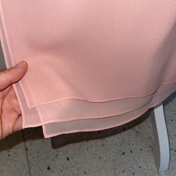 Silk Skirt Size 8 Womens Straight Triple Layer Crepe Midi Elastic Waist Pink - Picture 6 of 9